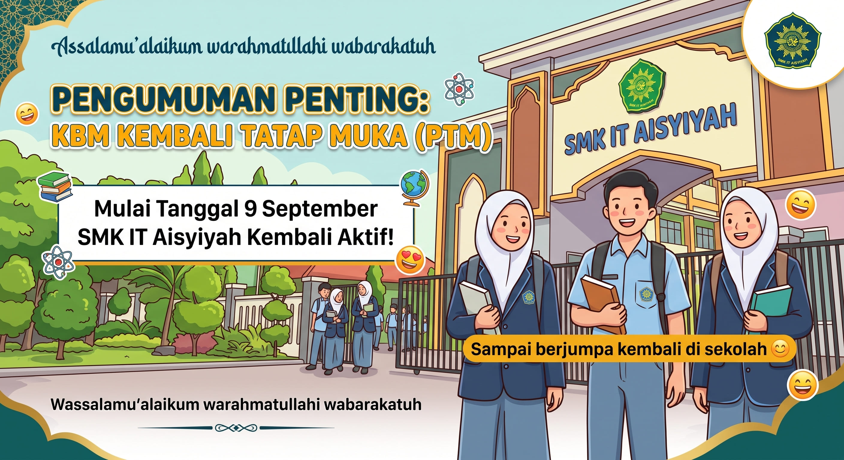 PENGUMUMAN PENTING: KBM KEMBALI TATAP MUKA (PTM)